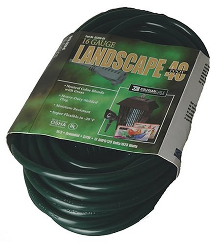 Coleman Cable 02356-05 16/3 40-Foot Vinyl Landscape Outdoor Extension Cord, Green
