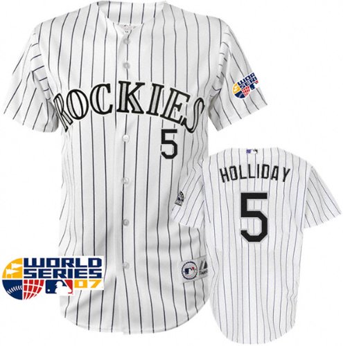 Matt Holliday Colorado Rockies Home Pinstripe On-Field 2007 World Series Authentic Jersey