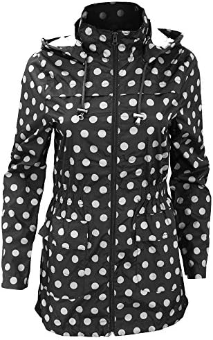 Brave Soul Womens/Ladies Rave Polka Dot Showerproof Full Zip Jacket (Large - UK 14) (Black/White)
