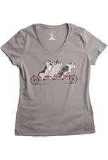 Fancy Welsh Corgis take a Tandem Bicycle to Tea Time | Ladies' V-neck T-shirt