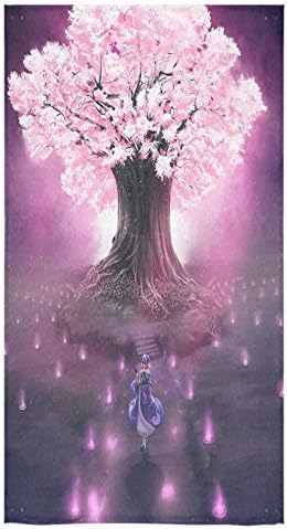 Beautiful Cherry Blossom Tree, Sakura Flower Pattern Sale Custom Bath Towels Large Soft and Comfortable Travel Beach Bathroom Shower Washcloth Wrap for Men/Women 80% Polyester 20% Cotton, (30" x 56")