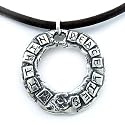 Peace Lies Within Open Circle Necklace - Sterling Silver and Leather