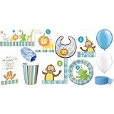 Boys 1st Birthday Zoo Party Supplies for 8 Guests (Bundle Includes 71 Pieces)