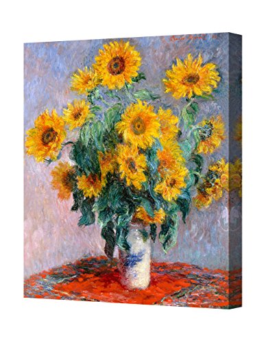 DecorArts -Monet Sunflowers, by Claude Monet. Giclee Print, Stretched Canvas Gallery Wrapped. 16x20