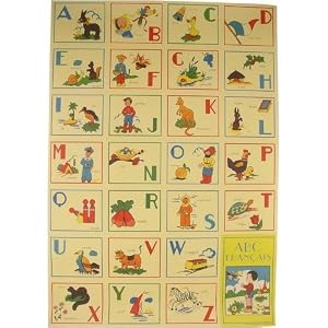 ABC French Alphabet Cue Cards Cavallini Papers Gift Wrap or Decoupage, 20 by 28 inches