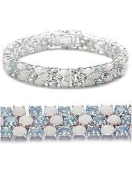 25.80 Carat Genuine Blue Topaz and Opal Sterling Silver Bracelet