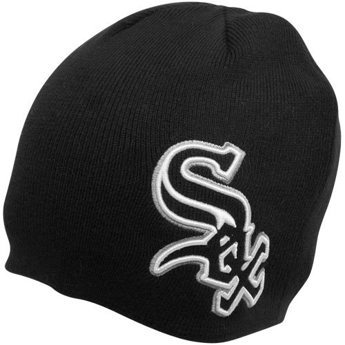 MLB Men's Chicago White Sox Mammoth Beanie Knit (Black, One Size)