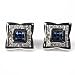 STERLING SILVER MEN'S EARRINGS Blue Sapphire and Clear CZ