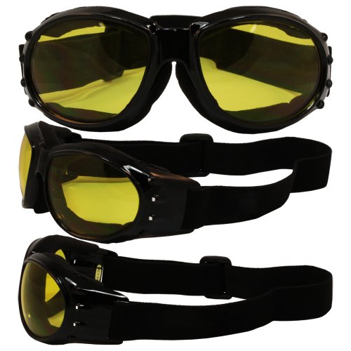 Birdz Eyewear Eagle Motorcycle Goggles (Black Frame/Yellow Lens)