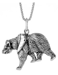 Sterling Silver Bear Pendant, 5/8 inch