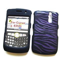 BlackBerry Curve 8350i (Sprint / Nextel) Snap On Protector Hard Case "Black & Purple Zebra" Design