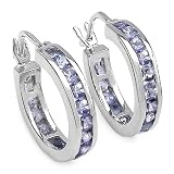 1.10 Carat Genuine Tanzanite .925 Silver Earrings