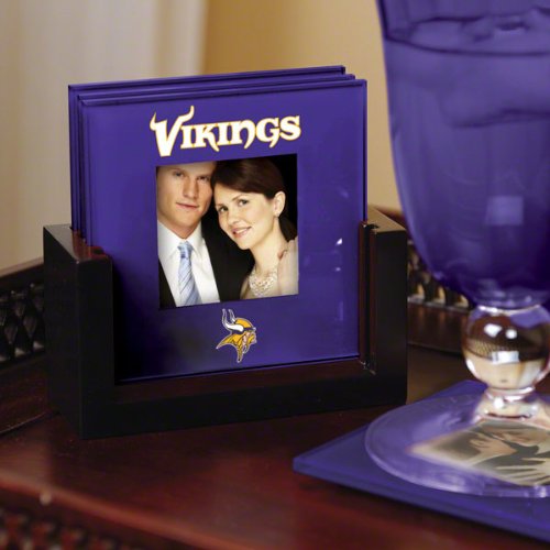 The Memory Company Minnesota Vikings Art Glass Coaster Set