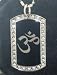Om Hindu Religion CZ Dog Tag Pendant Necklace