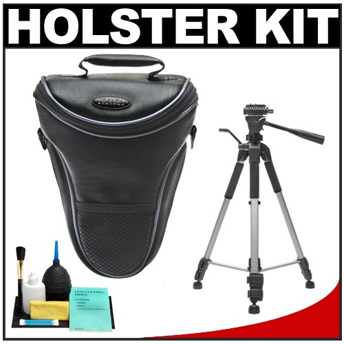 Rokinon Leather-Style Holster SLR Camera Carrying Case + Tripod + Cleaning Kit for Canon Rebel T3 - T3i - T1i - T2i - EOS 60D - 5D - 7D - Nikon D3000 - D3100 - D5000 - D5100 - D7000 - D300s - Olympus Evolt E-5 - E-30 - E-620 & Sony Alpha A560 - A580 - A33 - A35 - A55 Rokinon Leather-Style Holster SLR Camera Carrying Case + Tripod + Cleaning Kit for Canon Rebel T3 - T3i - T1i - T2i - EOS 60D - 5D - 7D - Nikon D3000 - D3100 - D5000 - D5100 - D7000 - D300s - Olympus Evolt E-5 - E-30 - E-620 & Sony Alpha A560 - A580 - A33 - A35 - A55