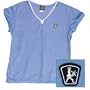Womens Balle de Match Chevron V-Neck Top-Blue (LG)