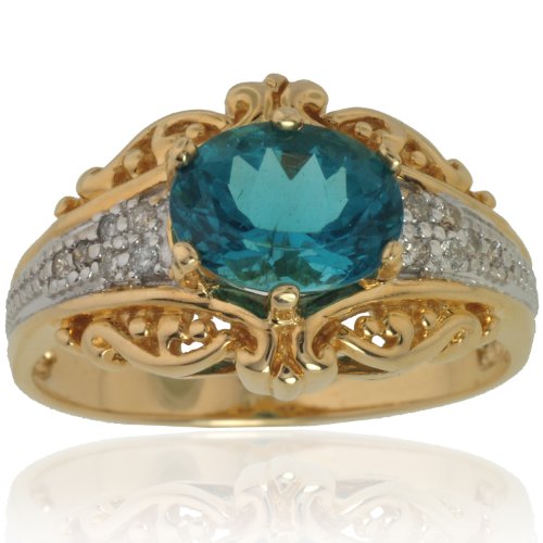 Michael Valitutti 14K Yellow Gold Paraiba Apatite And Diamond Ring.