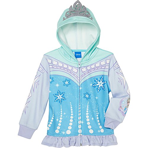 Princess Little Girls' Zip-Up Fleece Hoodie With Mesh Mask, 6X, Frozen