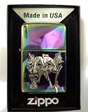 Zippo Custom Lighter - Happy SAD Theater Face Mask Emblem Logo Symbols Spectrum High Polish Chrome Rare!