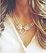 Yellow Gold Plated White Gemstone Crystal Set Panther Leopard Head 2 Low Chain Pendant Necklace 16