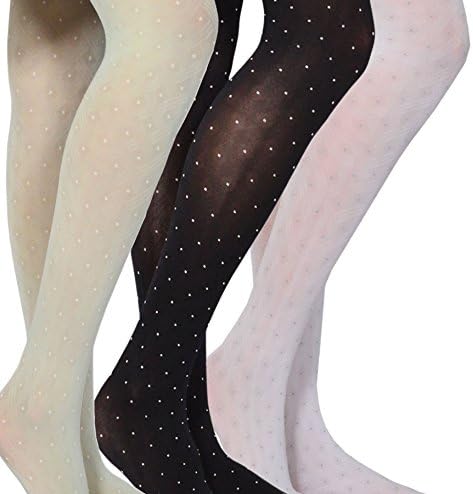 TeeHee Texture Dot Women's Fashion Tights 3 Pair Pack M/L (Black-Aqua-White)