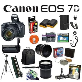 Canon EOS 7D 18 MP CMOS Digital SLR Camera with 3-inch LCD and 28-135mm f/3.5-5.6 IS USM Standard Zoom Lens & Advanced Accessory Kit Including 3 Year CPS Extended Warranty & MORE!