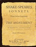 The Monument: "Shake-Speares Sonnets" by Edward de Vere, 17th Earl of Oxford
