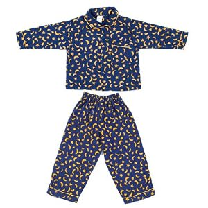 Boys Girls Pajamas in Blue with Yellow Moons and Stars