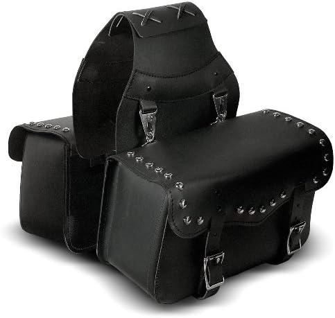 Carroll Leather 7188S Black Snap-On Saddlebag with Studs