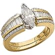 14Kt Yellow Gold Marquise Diamond Ring Guard Enhancer (Center ring is not included)