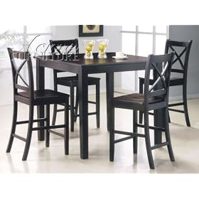 5 pc espresso finish wood counter height small dining table set by -999