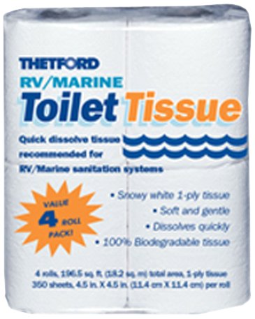 Thetford 20804 RV/Marine 1 Ply Toilet Tissue - Pack of 4