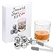 Whiskey Stones-Set of 6 Stainless Steel Resuable Ice Cubes & Diamonds & Cylindrical Combo Set Whiskey Rocks Sipping Stones for Wine With Non-ship Rubber Tongs