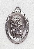 Pack of 8 Oval Saint Christopher Pewter Medal Necklaces 24