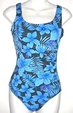 Missy Shirred Side Swimsuit Black / Blue Floral