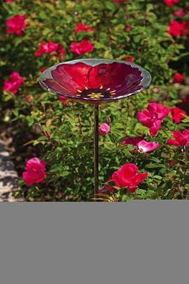 Ruby Pansy Glass Birdbath
