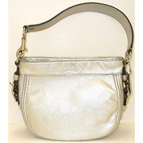 Coach Zoe Silver Metallic Leather Top Handle Small Shoulder Bag - 41864