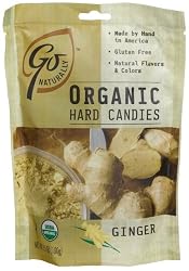 GoNaturally Organic Ginger Gluten Free Hard Candies, 3.5-Ounce Bags (Pack of 6)