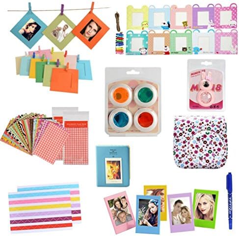 Angeka 10 in 1 Accessories Bundle Set For Fujifilm Instax Mini 8 Instant Film Camera(Album/Frames/Colored Lens/Selfie Lens/Decorative Stickers/Pen/White Floral Case)