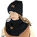 Knit Infinity Loop Scarf And Beanie Hat Set, Warm For The Winter Black By Debra Weitzner