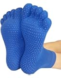 Grip Socks for Yoga, Pilates, Barre - Non Slip, Five Toe Ankle High (Pack of 2)