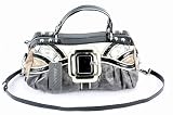 Guess Hugs Handbag Box Satchel Black Multi Vinyl Ladies Purse