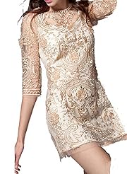 Elbow Length Sleeves Cocktail Short Lace Summer Organza Evening Dress/Homecoming Dress/Prom Dress/Wedding Party Dress/Mini Dress 