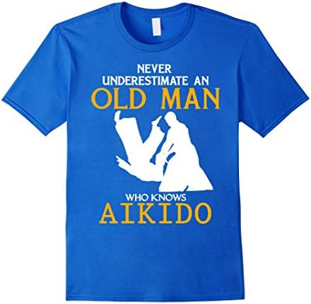 Men's Old Man Aikido T-Shirt Large Royal Blue