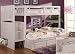 White Staircase Bunk Bed Twin/Full (Stair Stepper) with 3 Drawer Storage