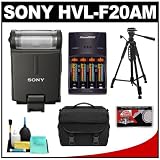 Sony Alpha HVL-F20AM Flash + Case + Tripod + Batteries + Charger + Accessory Kit for DSLR A33, A35, A55, A290, A390, A230, A550, A560, A580, A850 Digital SLR Cameras