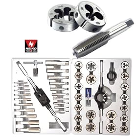 Pro-Grade 45-Piece Large-Diameter Alloy Steel Tap and Die Tool Set - SAE by Neiko Tools