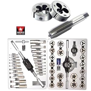 Pro-Grade 45-Piece Large-Diameter Alloy Steel Tap and Die Tool Set - SAE by 