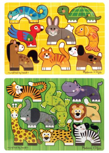 Childrens Toyshop  Toys : Melissa & Doug Zoo and Pets Mix n' Match Peg Puzzle Bundle