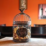 Home-X Keepsake Wine Cork Holder. Rustic Metal Birdcage 12"